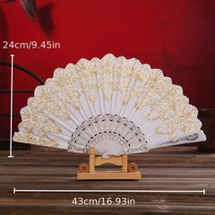 Retro Fan Chinese Style Dance Folding Fan Floral Pattern Fan
