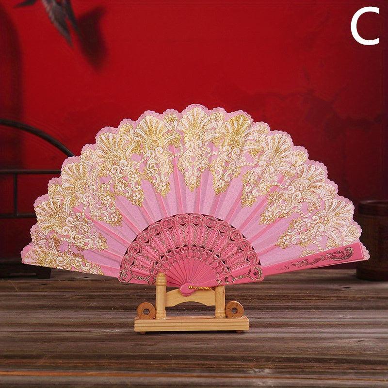 Retro Fan Chinese Style Dance Folding Fan Floral Pattern Fan