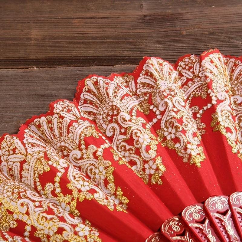 Retro Fan Chinese Style Dance Folding Fan Floral Pattern Fan