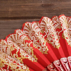 Retro Fan Chinese Style Dance Folding Fan Floral Pattern Fan