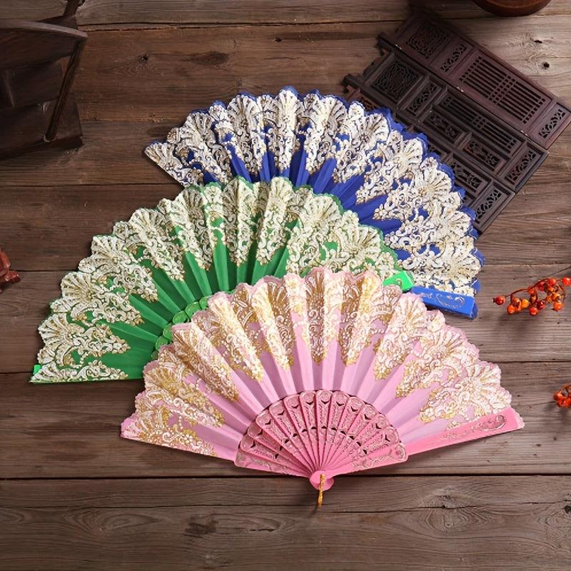 Retro Fan Chinese Style Dance Folding Fan Floral Pattern Fan