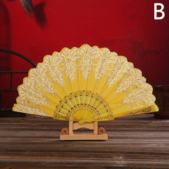 Retro Fan Chinese Style Dance Folding Fan Floral Pattern Fan