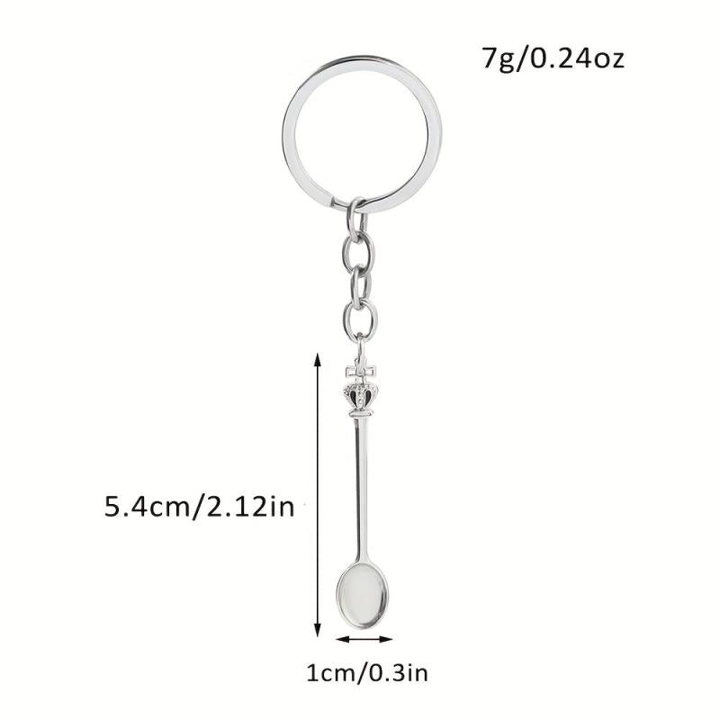 Alice Crown Mini Keychain Tea Spoon Pendant Retro Crown Spoon Key Chain