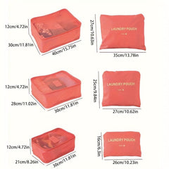 6 Pack Travel Organize Bags Set Laundry Pouch Zipper Storage Bag