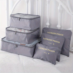 6 Pack Travel Organize Bags Set Laundry Pouch Zipper Storage Bag