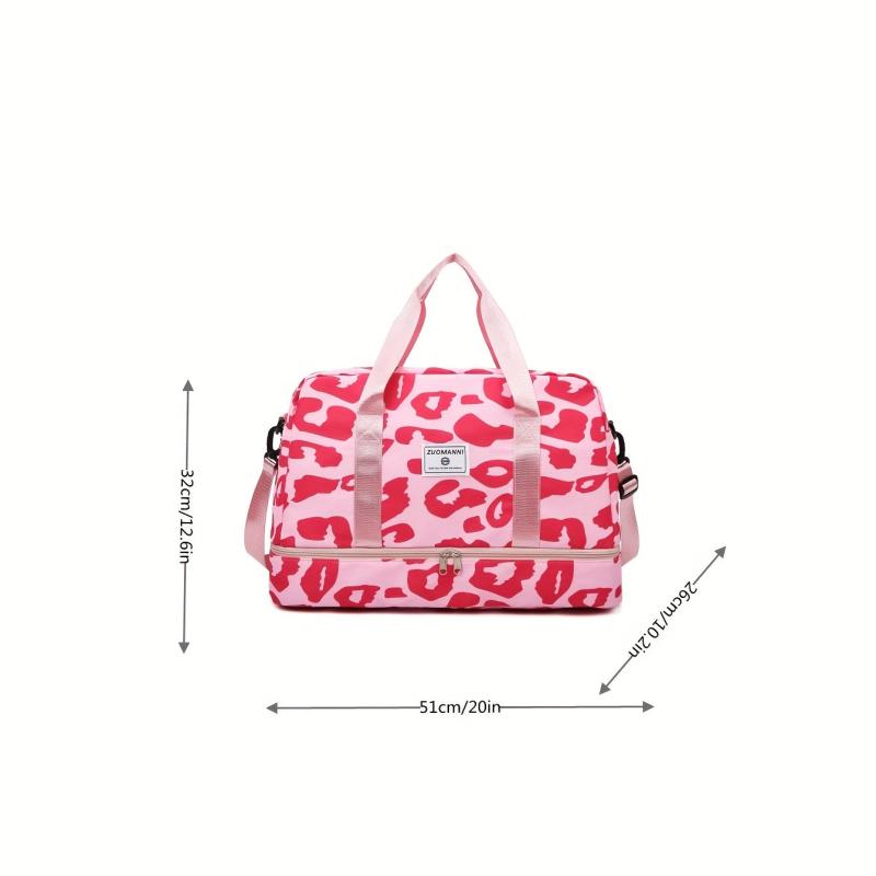 Leopard Pattern Travel Duffle Bag Nylon Large Capacity Lightweight Carry On Lugg
