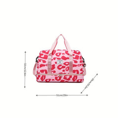 Leopard Pattern Travel Duffle Bag Nylon Large Capacity Lightweight Carry On Lugg