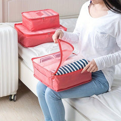 6pcs Clear Cube Clothes Organizer Bag Canvas Storage Box Lightweight