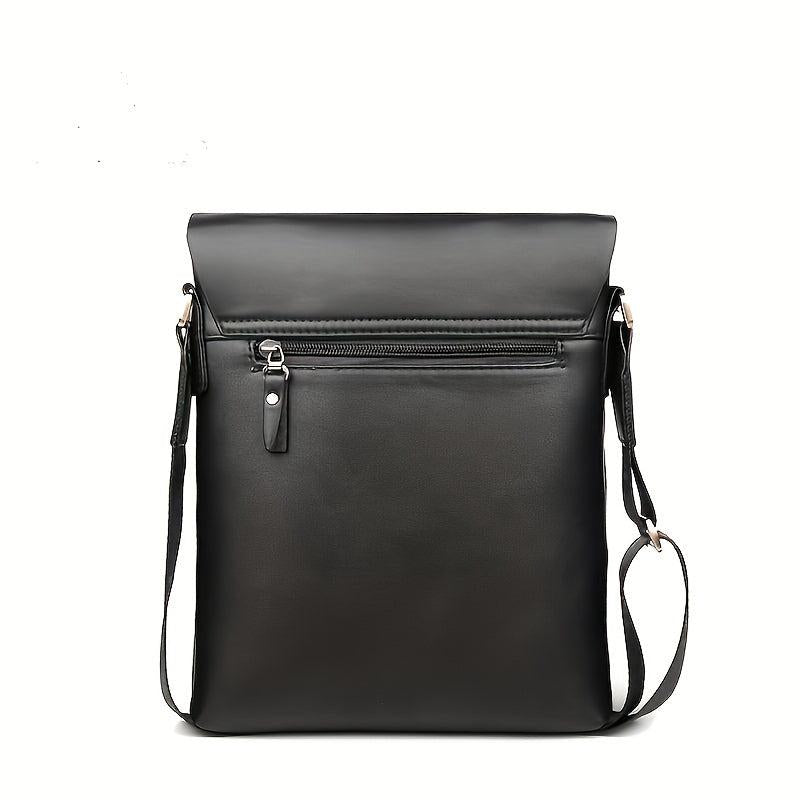 Checkered Embossed Messenger Bag Business PU Leather Crossbody Bag