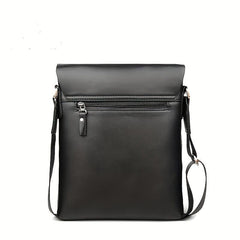 Checkered Embossed Messenger Bag Business PU Leather Crossbody Bag