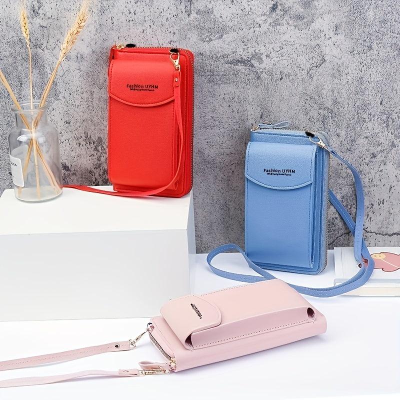 Solid Crossbody Bag Multifunctional Zipper Purse