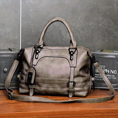 Vintage Large Capacity Tote Bag PU Leather Travel Crossbody Bag