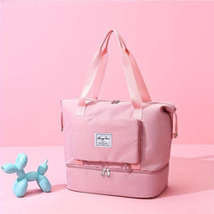 Foldable Tote Bag Weekender Bag Gym Sports Bag Dry Wet Separation