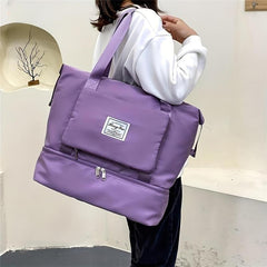 Foldable Tote Bag Weekender Bag Gym Sports Bag Dry Wet Separation