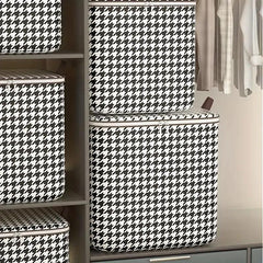 Houndstooth Pattern Clothes Storage Bag Large Capacity