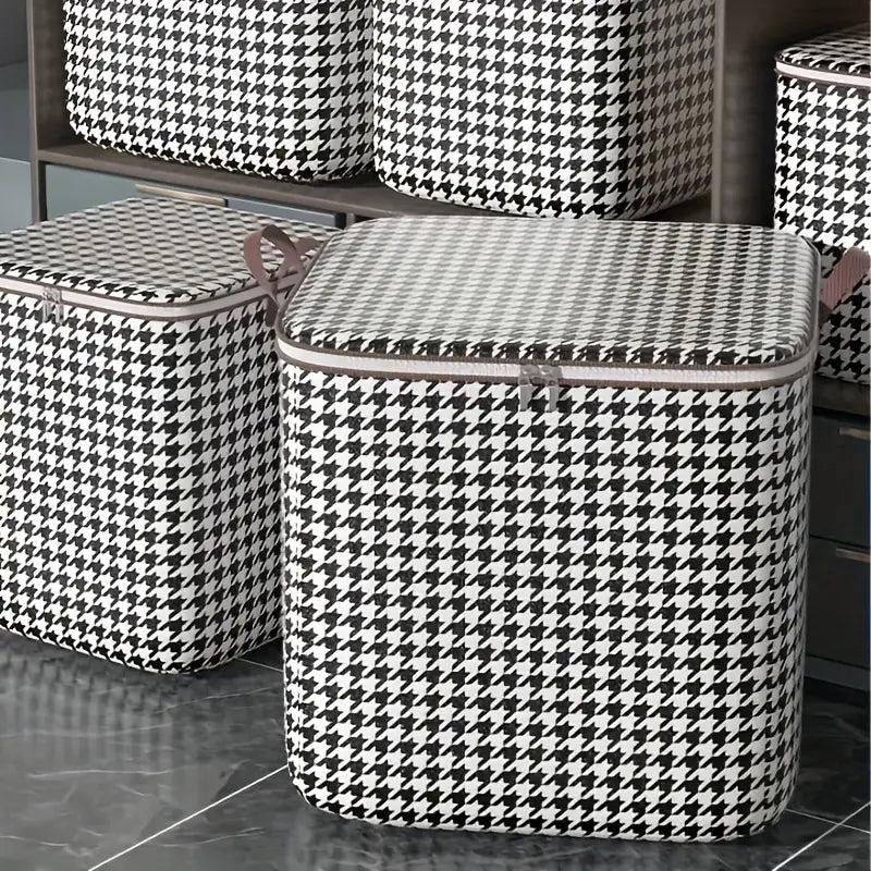 Houndstooth Pattern Clothes Storage Bag Large Capacity
