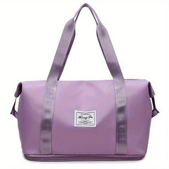 Patch Detail Zipper Duffel Bag Travel Storage Carry On Weekender Overnight Bag