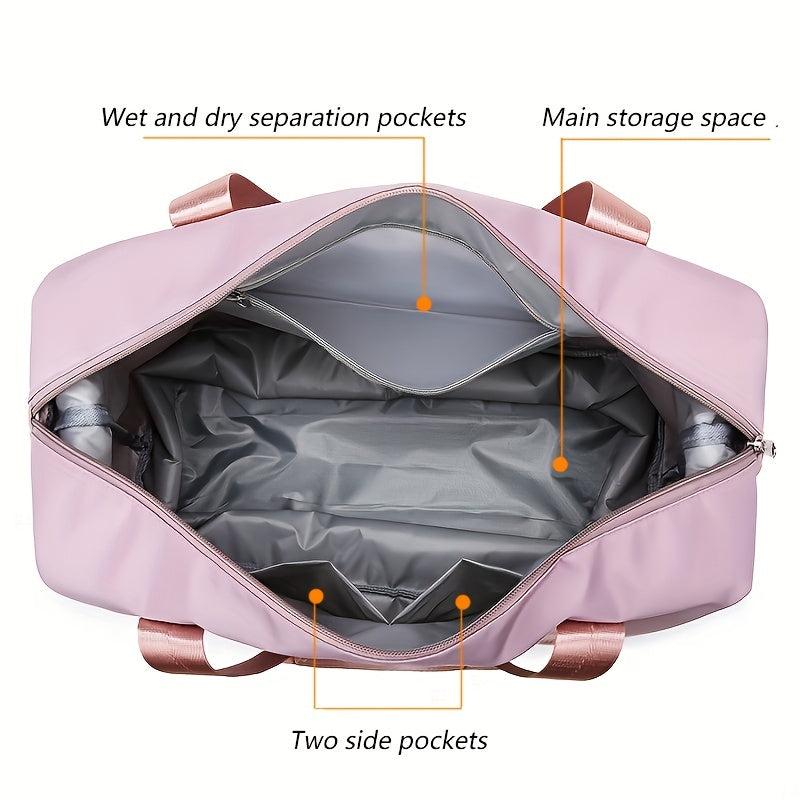 Patch Detail Zipper Duffel Bag Travel Storage Carry On Weekender Overnight Bag