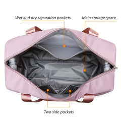 Patch Detail Zipper Duffel Bag Travel Storage Carry On Weekender Overnight Bag