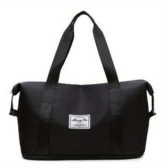 Patch Detail Zipper Duffel Bag Travel Storage Carry On Weekender Overnight Bag