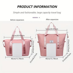 Patch Detail Zipper Duffel Bag Travel Storage Carry On Weekender Overnight Bag