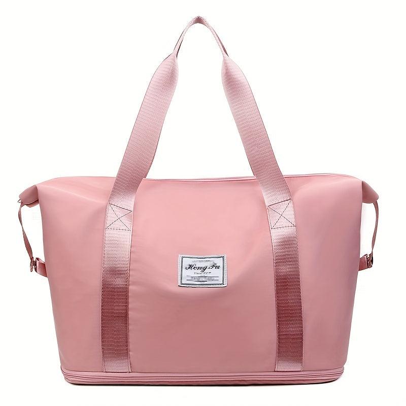 Patch Detail Zipper Duffel Bag Travel Storage Carry On Weekender Overnight Bag