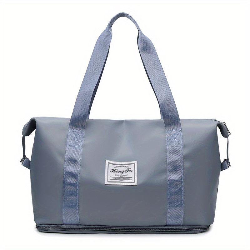 Patch Detail Zipper Duffel Bag Travel Storage Carry On Weekender Overnight Bag