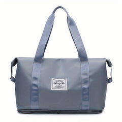 Patch Detail Zipper Duffel Bag Travel Storage Carry On Weekender Overnight Bag