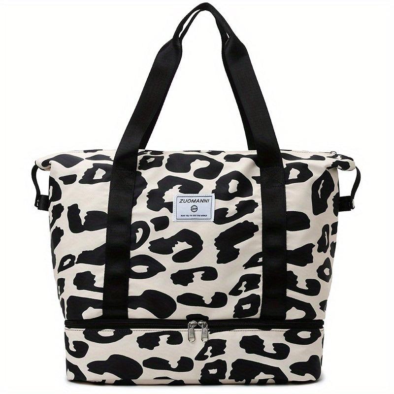 Cow Pattern Tote Storage Pouch Nylon Lightweight Luggage Bag