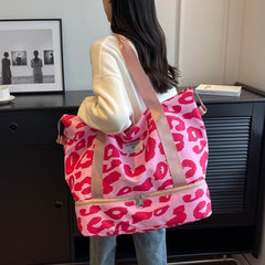 Cow Pattern Tote Storage Pouch Nylon Lightweight Luggage Bag