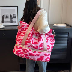 Cow Pattern Tote Storage Pouch Nylon Lightweight Luggage Bag