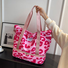 Cow Pattern Tote Storage Pouch Nylon Lightweight Luggage Bag