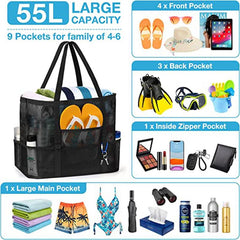 Large Capacity Mesh Beach Bag for Toys and Storage