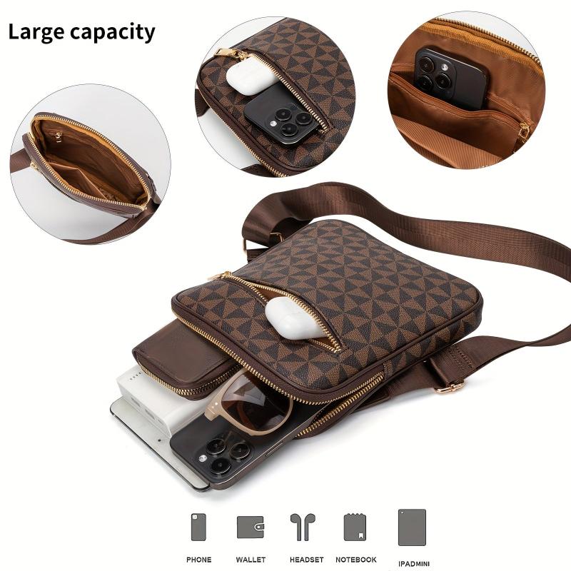 Vintage Geometric Crossbody Bag Retro Shoulder Phone Bag Classic Handbag