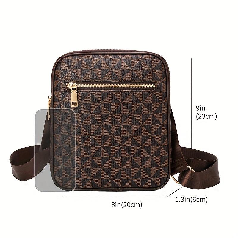 Vintage Geometric Crossbody Bag Retro Shoulder Phone Bag Classic Handbag