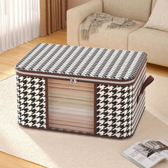 Houndstooth Large Storage Bag with Handle Zipper Quilt Clothes Storage Bag
