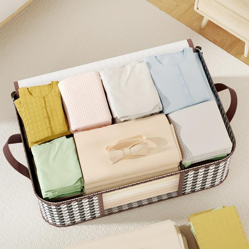Houndstooth Large Storage Bag with Handle Zipper Quilt Clothes Storage Bag