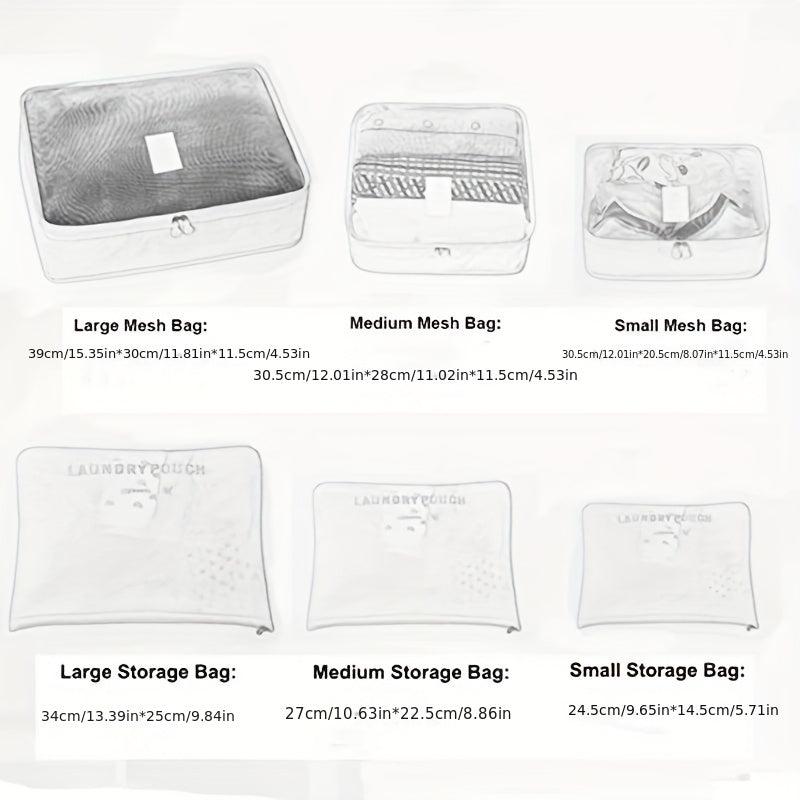 6pcs Travel Storage Bag Set for Clothes & Underwear