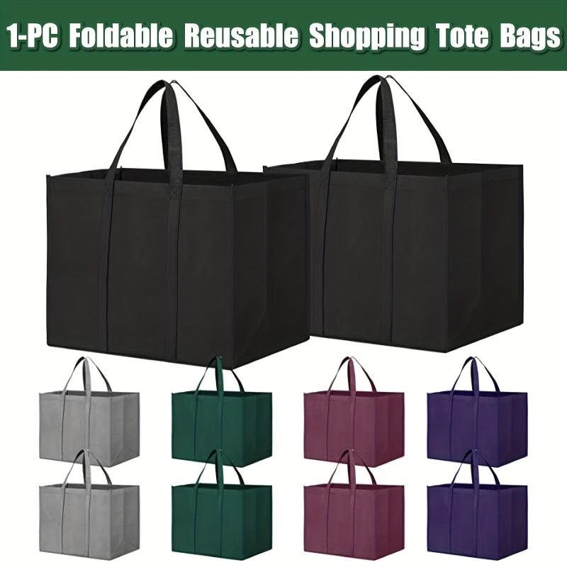 1pc Large Reusable Grocery Shopping Bags Foldable Tote Bags Bulk Can Hold 50 LBS