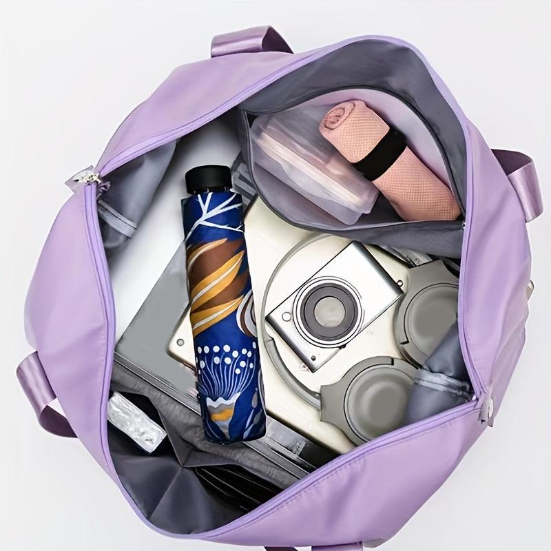 Letter Patch Travel Bag Portable Nylon Zipper Clothing & Lingerie Storage Bag