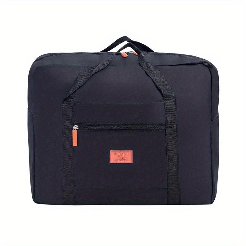 Letter Patch Travel Bag Portable Nylon Zipper Clothing & Lingerie Storage Bag