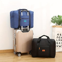 Letter Patch Travel Bag Portable Nylon Zipper Clothing & Lingerie Storage Bag