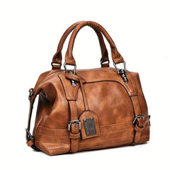 Vintage PU Leather Large Capacity Shoulder Bag Travel Crossbody Bag