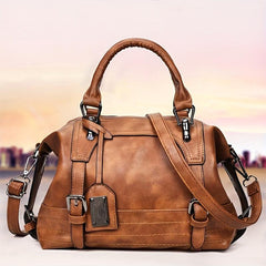 Vintage PU Leather Large Capacity Shoulder Bag Travel Crossbody Bag