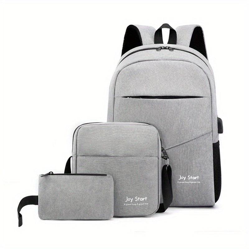 3 Pcs Letter Graphic Backpack & Shoulder Bag Set for Travel Work
