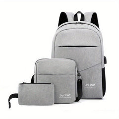 3 Pcs Letter Graphic Backpack & Shoulder Bag Set for Travel Work