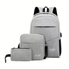 3 Pcs Letter Graphic Backpack & Shoulder Bag Set for Travel Work