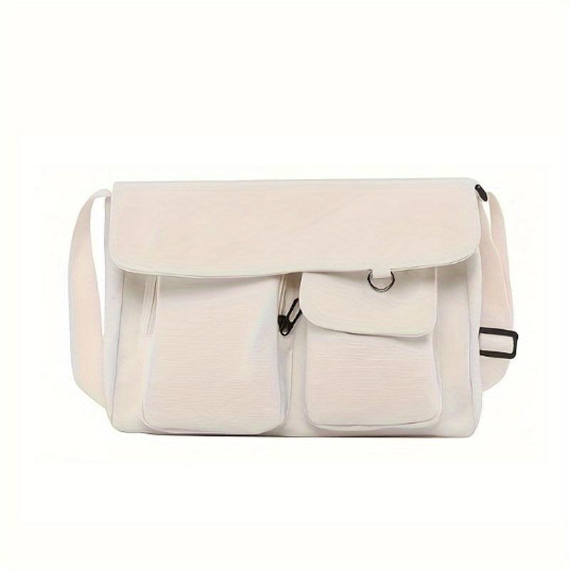Casual Canvas Bag Solid Messenger Shoulder Bag All Match