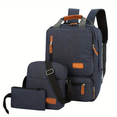 3PCS Large Capacity Laptop Backpack School Preppy BookBag Daypack