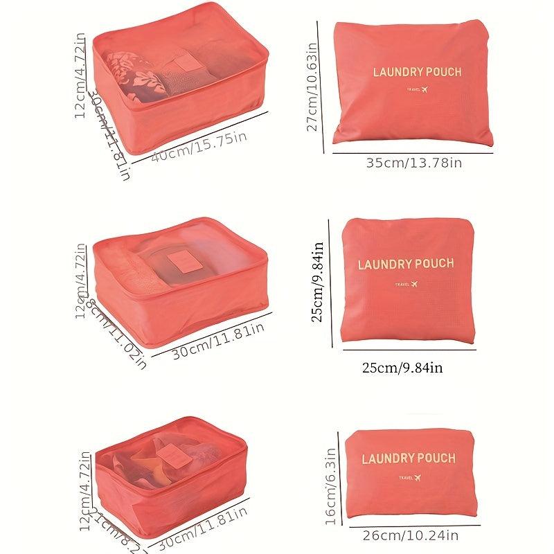 6pcs Portable Lightweight Travel Storage Bag Nylon Clothes Storage Pouch